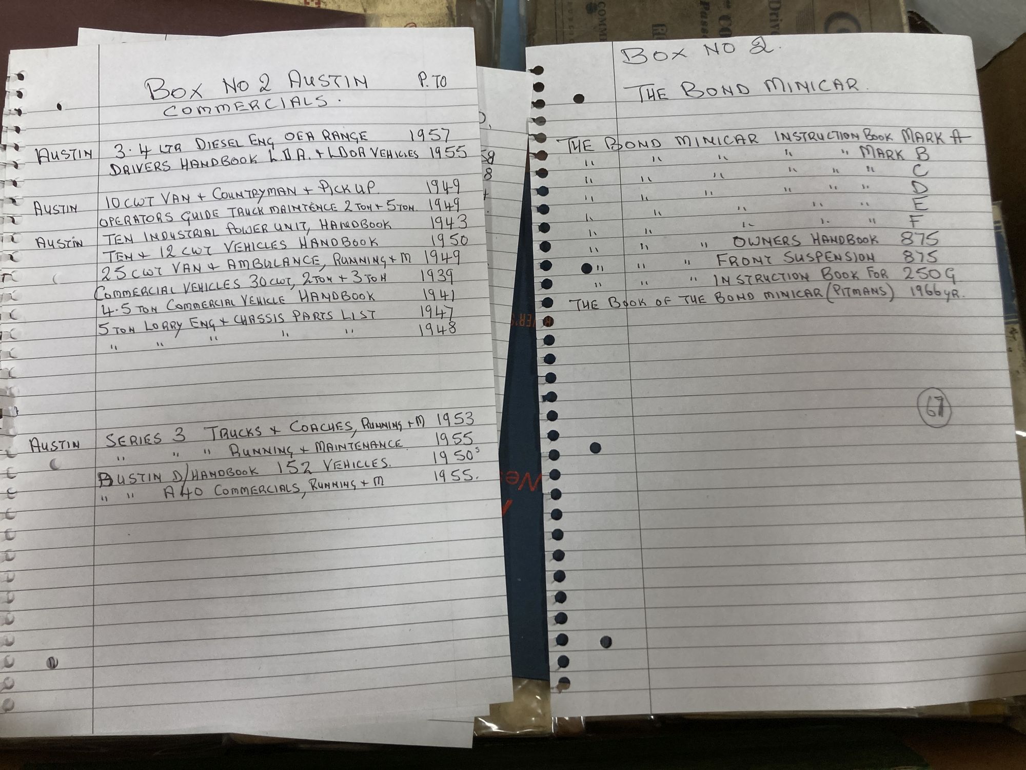 A box of car hand books